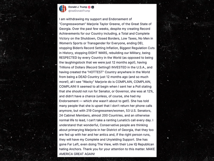 donald trump marjorie taylor greene truth social sub 1