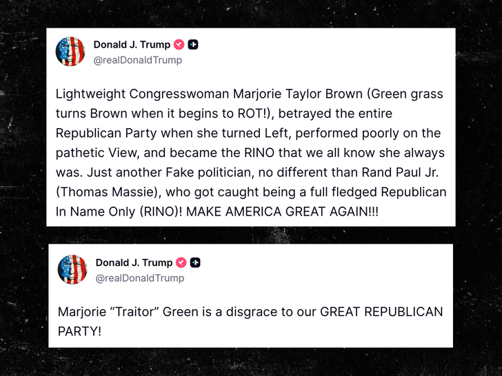 donald trump marjorie taylor greene truth social sub 2