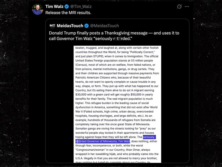 tim walz donald trump r word x