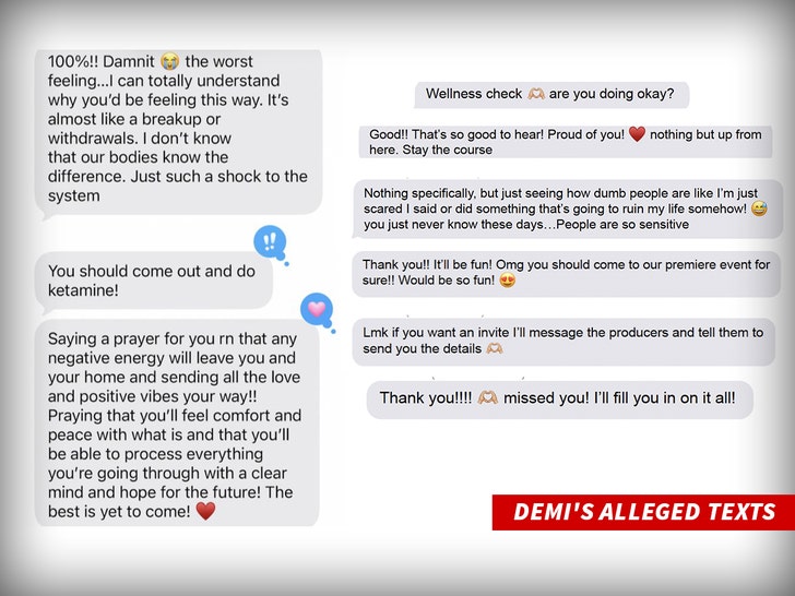Demi's alleged texts