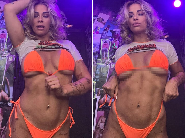 Paige VanZant Flashes Major Underboob In Neon Bikini!